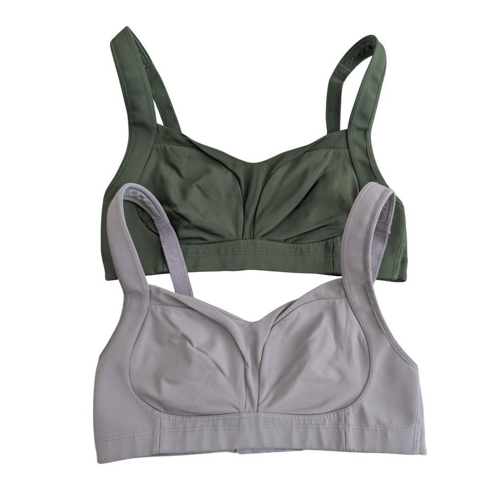 Lot of 2 Lululemon Ta Ta Tamer III Sports Bra Green Lavender Purple Size XS